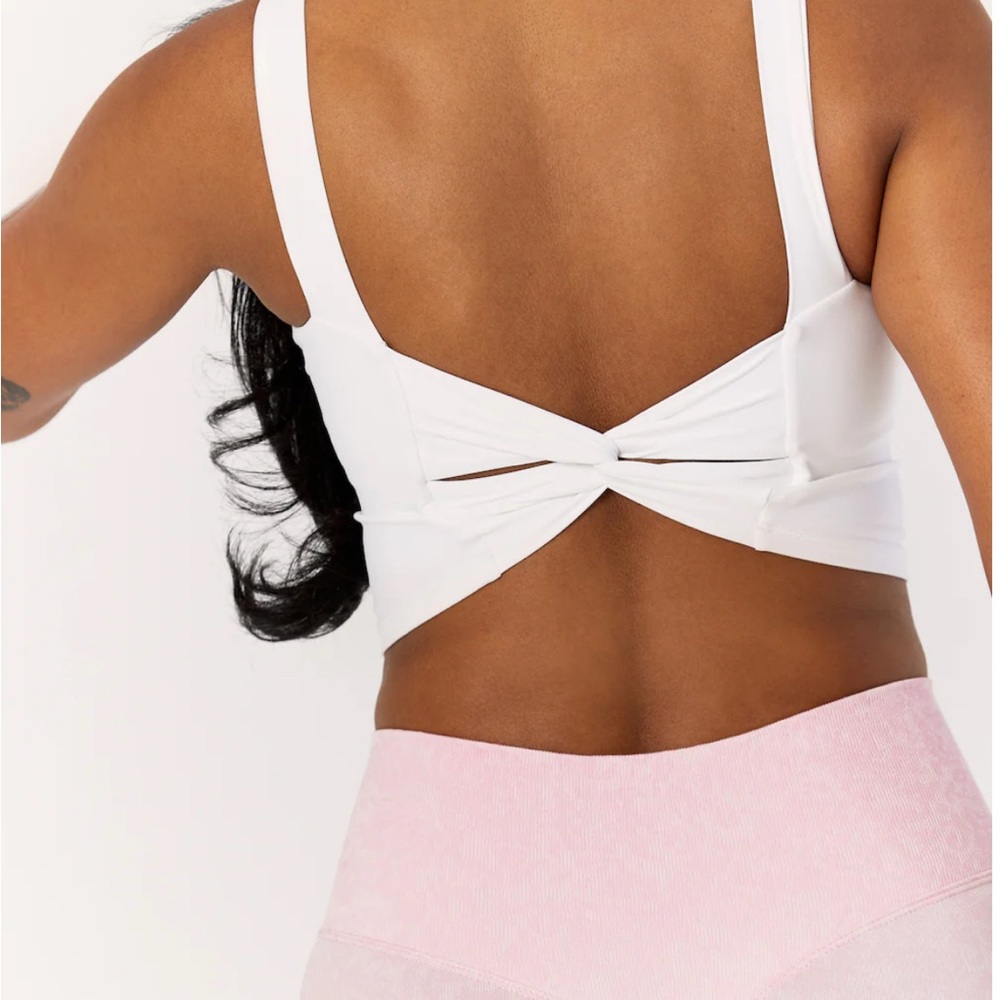 White Knotted Back Sports Bra